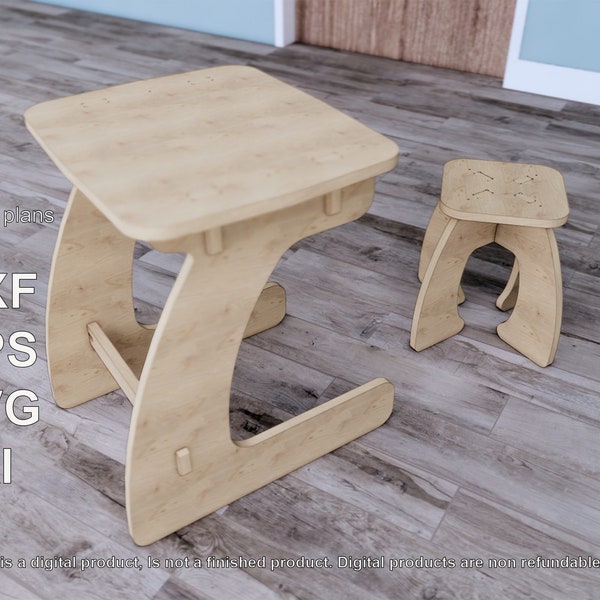 Children Plywood desk, work surface for children, Cnc or Laser Cut, Montessori Furniture