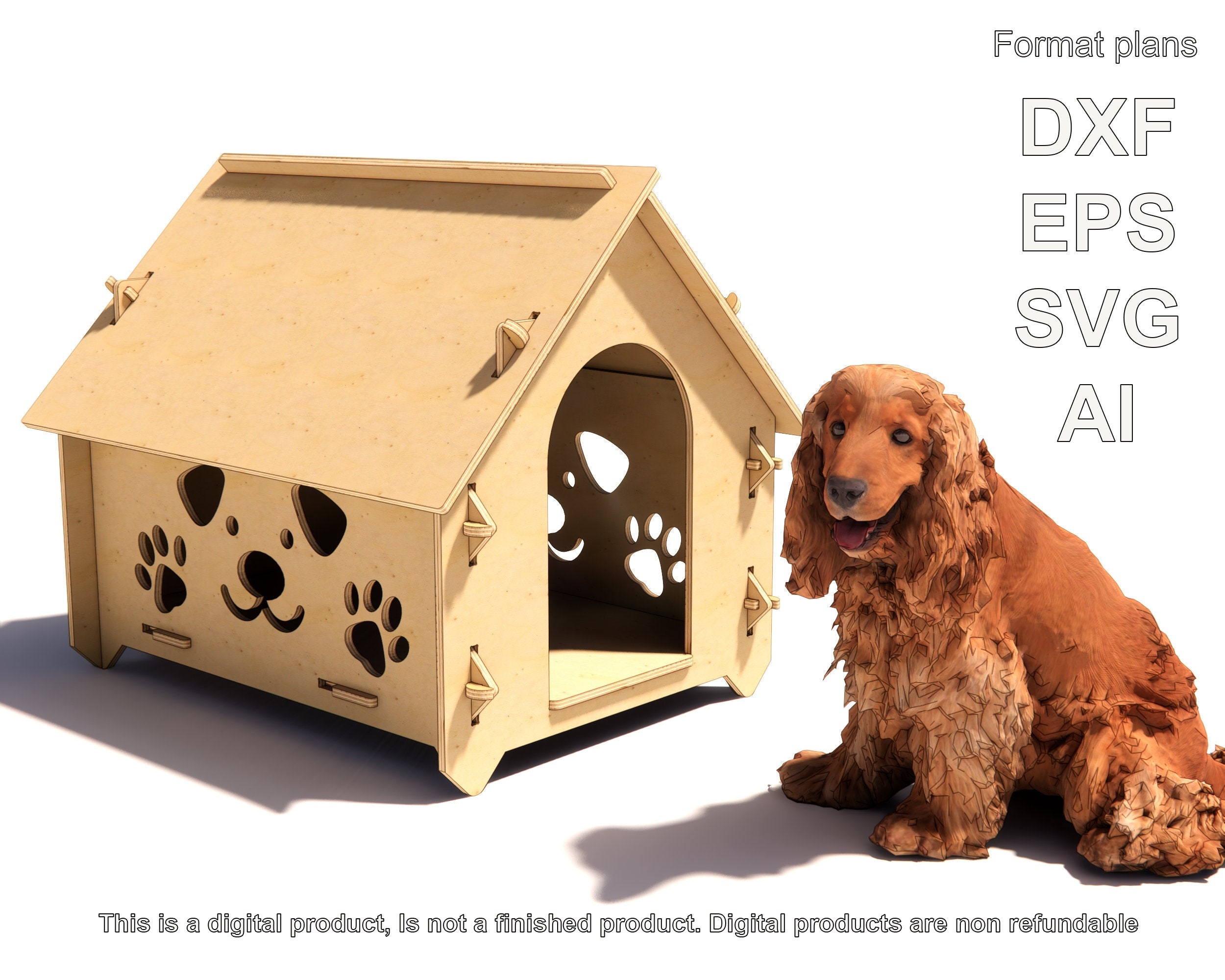 Dog Kennel DXF, SVG, EPS Files for Cnc Cut /Plywood pet house Download/Custom Furniture
