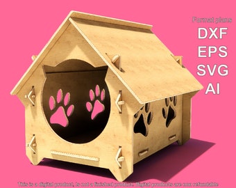Cat Kennel 03 digital File for CNC project Cut/Plywood pet house/Custom Furniture DXF, SVG