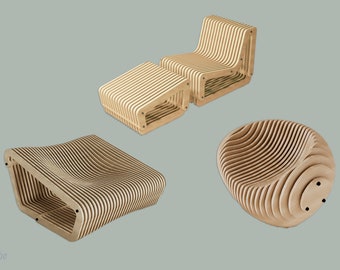 Vente! 3 Pack paramétrique de chaise de conception/ DXF File Cnc Cut/Plywood Chair/Custom Furniture