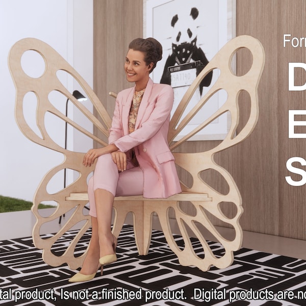 Chaise papillon en contreplaqué pour routeur Cnc ou Laser Cut/Custom Furniture, fichier DXF