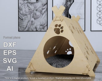 Cat Kennel 07 DXF File Cnc Cut/Plywood pet house/Custom Furniture