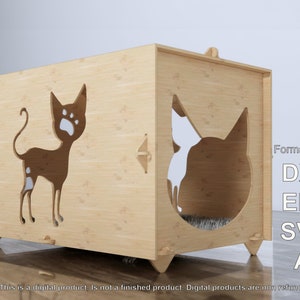 Cat Kennel DXF File Cnc Cut/Plywood pet house/Custom Furniture