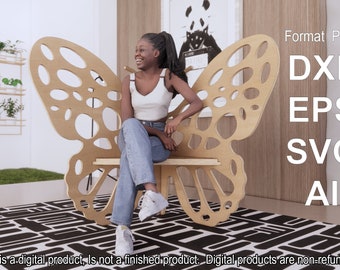 Butterfly Chair CNC Files (.dxf . svg .eps), Plywood Furniture Laser or CNC Router Cut Plans, Digital Download