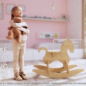 Rocking horse for children, Plywood rocking  for Cnc, Laser Cut/Custom Furniture