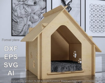 Dog Kennel 09 DXF File Cnc Cut/Plywood pet house/Custom Furniture