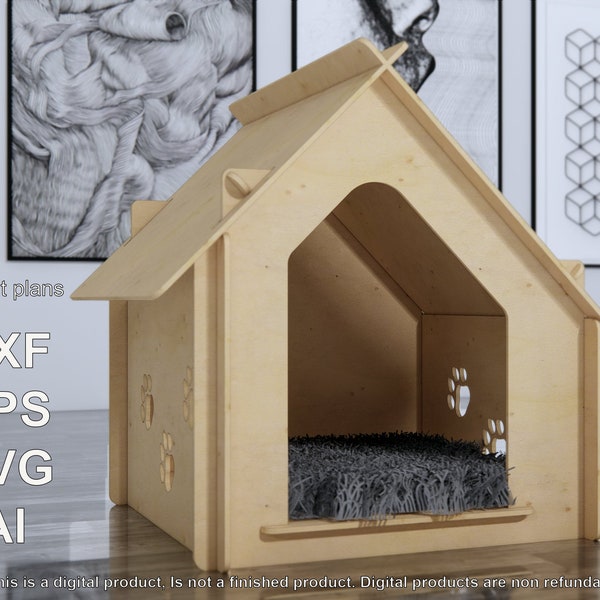 Dog Kennel 09 DXF File Cnc Cut/Plywood pet house/Custom Furniture