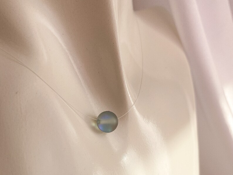 floating crystal necklace illusion mermaid bead choker Invisible single lightning bead necklace