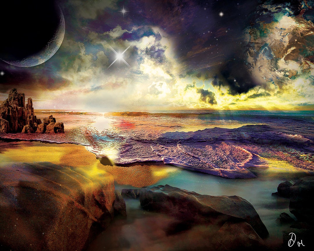 Beach Collage Art, Vintage Collage, Psychedelic Art, Surrealism, Magic