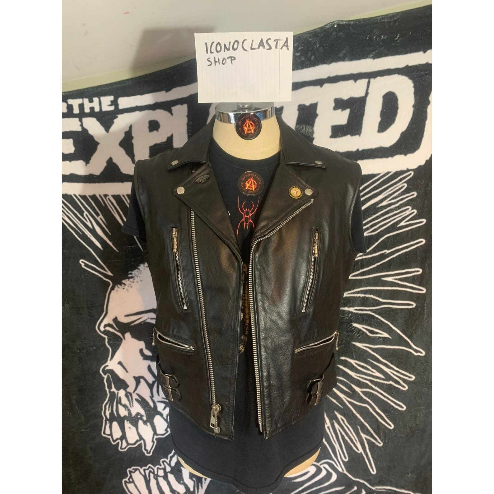 Straight To Hell leather jacket vest 44 Studded Doom Punk Rock Etsy