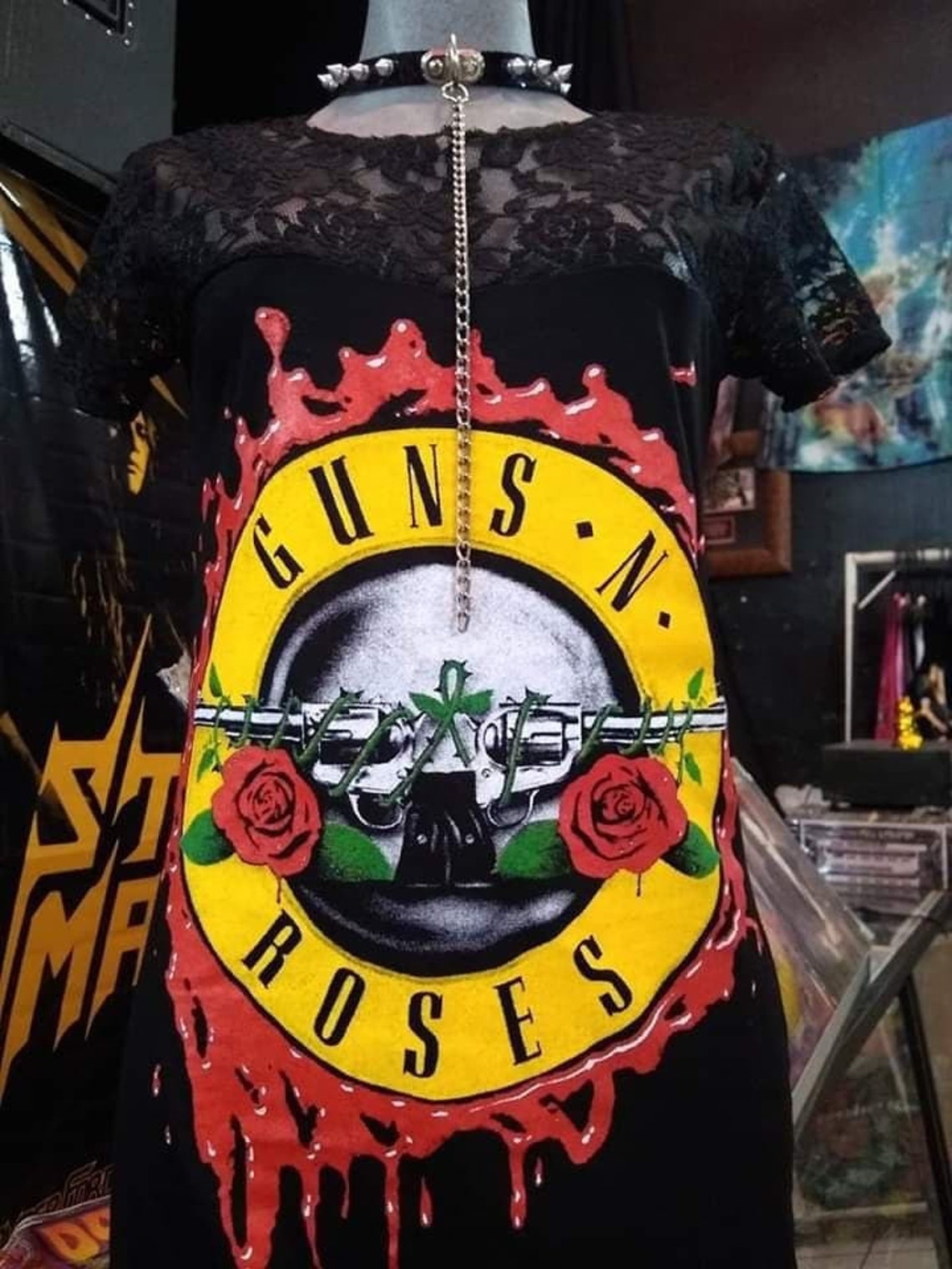 Guns N' Roses Goth Sexy Blouse mini dress rock star Party Etsy