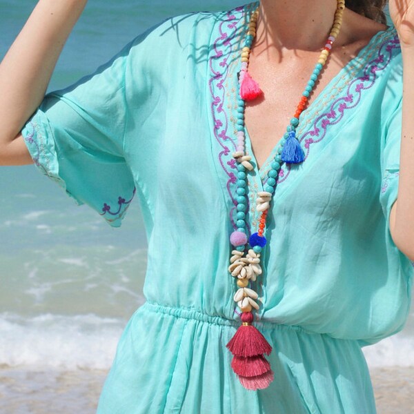 Long Tassel Necklace Etsy