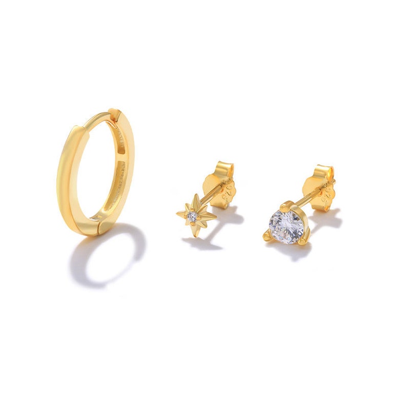 Tiny Star Everyday Ear Stack Set 3 Pieces Gold Plated - Etsy