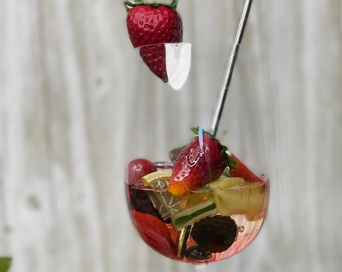 RESIN ICED SANGRIA, Fake Resin Drinks, Festival Sangria, Decorative Fake Cocktail Prop Drinks, Resin Sangria Drinks Perfect For Staged Decor