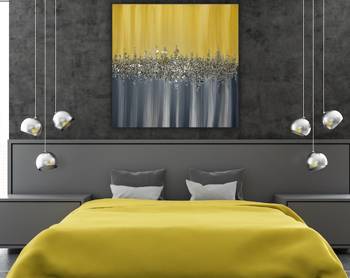 LUXURY WALL ART, Aesthetic Wall Art, Sparkling Wall Art, Large Canvas I’ll Be Your Daisy Glitter Wall Art, Minimalist Aesthetic Room Decor