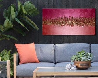 GROSSE LEINWAND KUNST, Epoxidharz-Kunst, zerkleinerte Glaskunst, glitzernde Kristall-Wandbehänge Kunst Einweihungsparty-Geschenk, Glitzerglas-Kunst