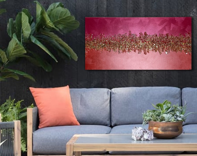 LARGE CANVAS ART, Epoxy Resin Art, Crushed Glass Art, Sparkly Crystal Wall Hangings Art Housewarming Gift, Glitter Glass Art