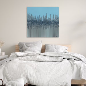 CRUSHED SPIEGEL KUNST, Glam Wandkunst, Wandbehang Kunst, Minimalistische Blaue Zucker Epoxidharz Wandkunst, Glitzer Glas Kunst Dekor