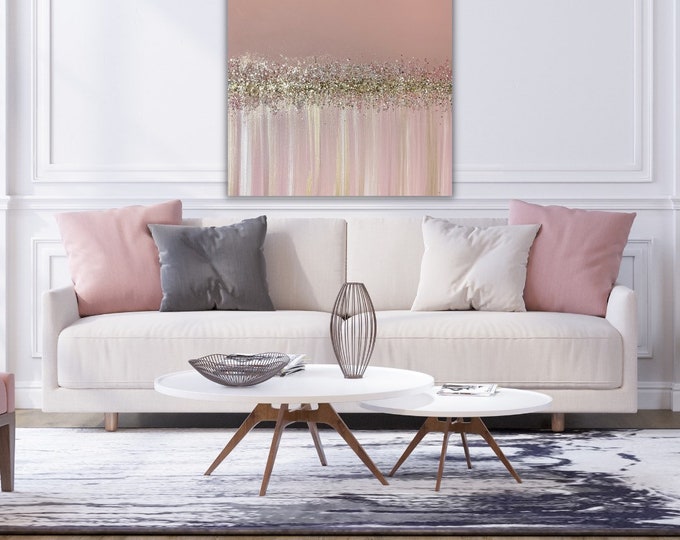 GLITTER CANVAS ART, Sparkly Crystal Art, Glitter Sparkly Art, Sparkly Blushed In Gold Epoxy Resin Wall Hangings Art, Glitter Glass Art