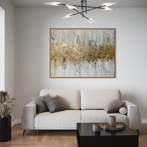SPARKLY WALL ART, Glitter Wall Art, Decorative Painting, Sparkly Silver And Gold Abstract Wall Hanging Artwork, Minimalist Luxury Wall Art