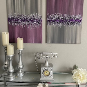 LARGE CANVAS ART, Crushed Glass Art, Unique Wall Hangings, Minimalist Sparkly Glitter Art For Bedroom Décor, Glam Wall Art Housewarming Gift