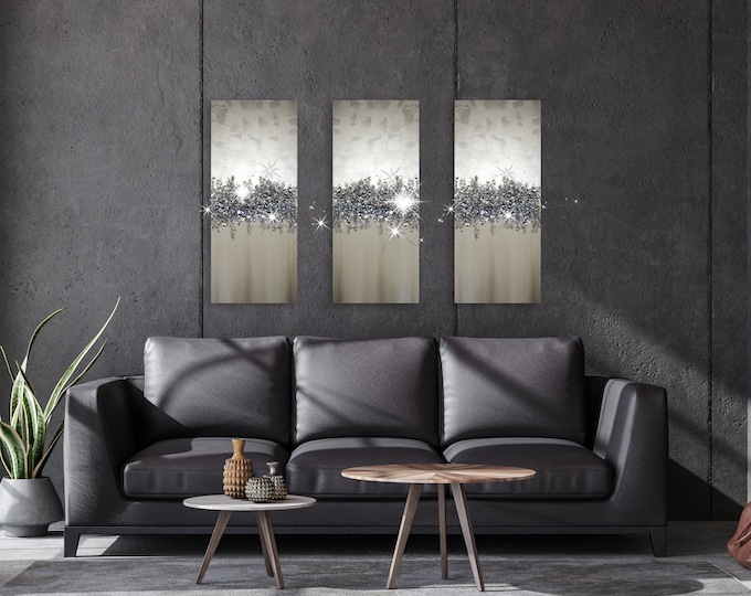 LUXURY WALL ART, Glitter Wall Art, Glam Wall Art, Minimalist Sparkling Wall Art For Bedroom Décor, Unique Wall Hangings Housewarming Gift