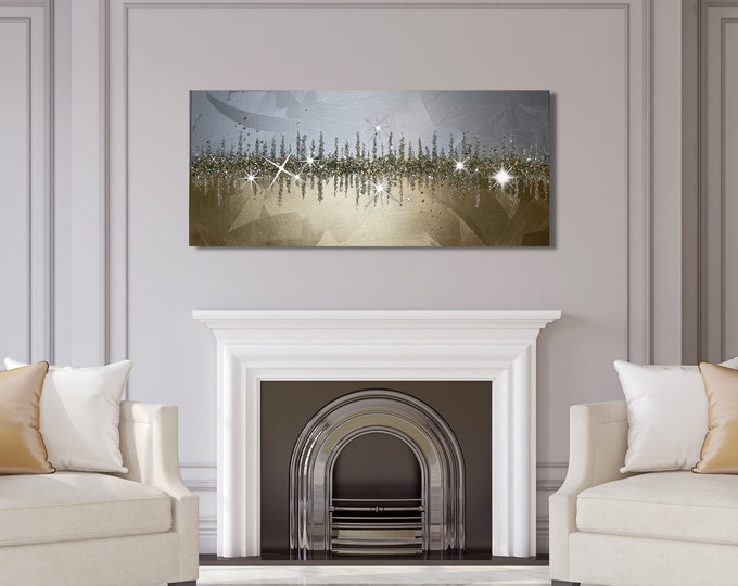 EPOXY RESIN ART, Glitter Wall Art, Sparkly Wall Art, Minimalist Stretched Canvas Yellow Brick Road Wall Art, Unique Wall Hangings