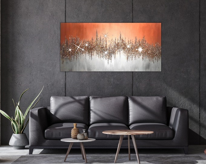 SPARKLING WALL ART, Aesthetic Wall Art, Designer Wall Art, Epoxy Resin Stretched Canvas Glitter Wall Art, Luxury Wall Décor