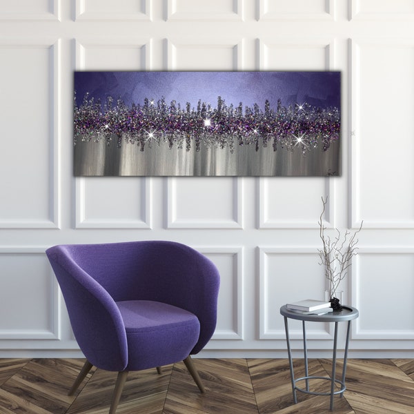 Epoxy/Resin Art Crystal Artwork Piece Glitter Wall Art Luxury Wall Decoration Trendy Glam Decor Sparkly "Ultimate Purple“ Canvas Wall Art