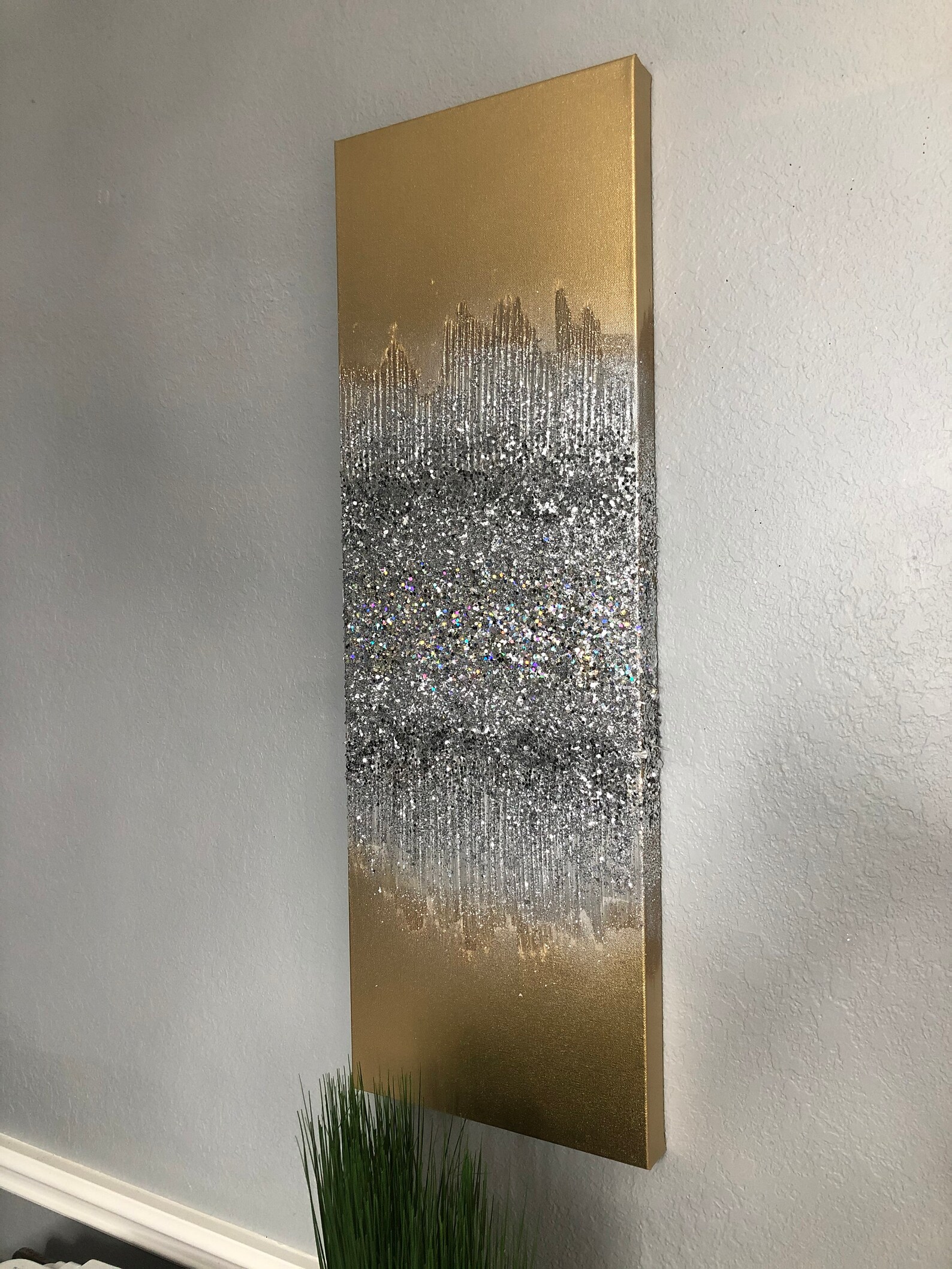 GLITTER WALL ART Metallic Art Trendy Gold Glam Charm Wall Etsy