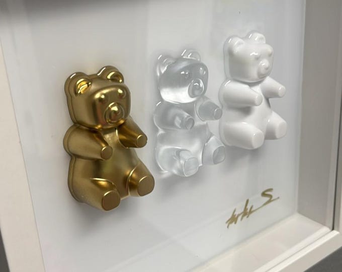 Minimalist Resin Bear Wall Art | Luxury Shadowbox Art | Modern Sculptural Wall Decor | Contemporary Gallery Style Piece