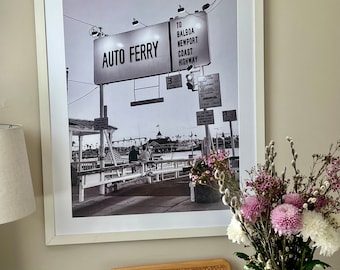 Newport Beach Balboa Island Ferry Black and White Photo Digital Print Download