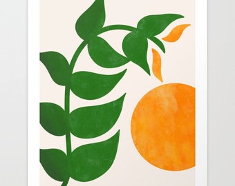 Natural Tropical Sun and Leaf Art Digital Print Download
