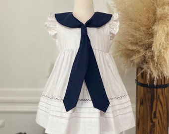 Vintage toddler girl clothes, country-style handcrafted and handmade white dress girls, Christmas family Photoshoot  Costume For toddler