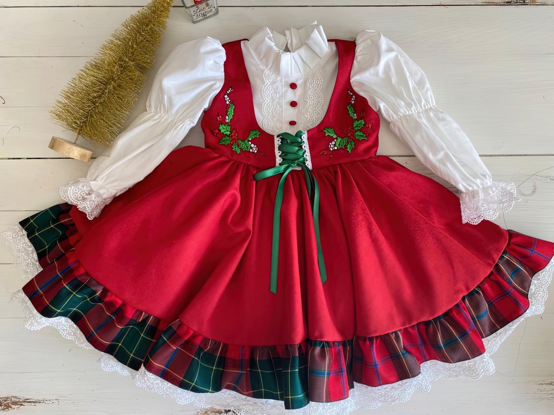 red and green christmas dress Green 1950s Christmas Plaid Patchwork Dress