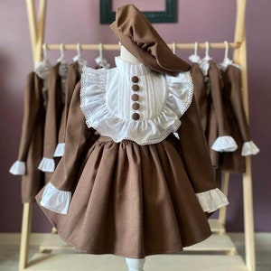 Brown and White Vintage Toddler Girls Dress Country style Handmade Dress for Birthday Family Photoshoot Storybook Themed Partyhalloween Etsy