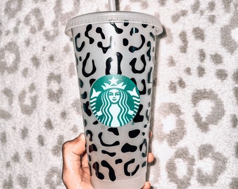 Cheetah print Starbucks Tumbler | Leopard print Starbucks Cup | gift for mom | Custom Cold Cup | Iced coffee cup