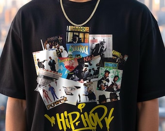 Camiseta con collage de hip hop de los 80: moda de rap retro