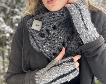 Fingerless Gloves, gray brown black fingerless gloves