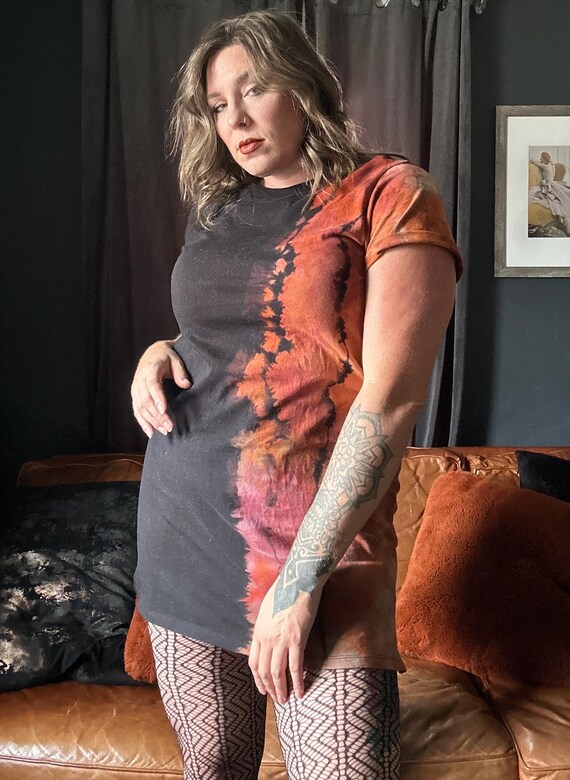 Black Reverse Dyed T shirt Dress Etsy