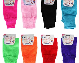 Childrens Girls Boys Kids Neon Plain Leg Warmers Dance Gear ALL COLOURS BNWT