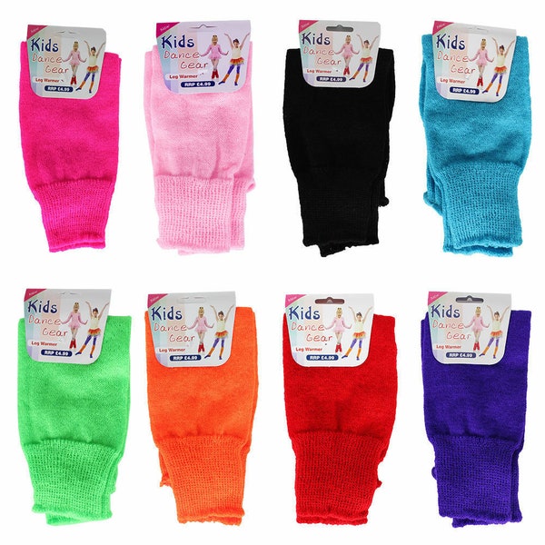 Childrens Girls Boys Kids Neon Plain Leg Warmers Dance Gear ALL COLOURS BNWT