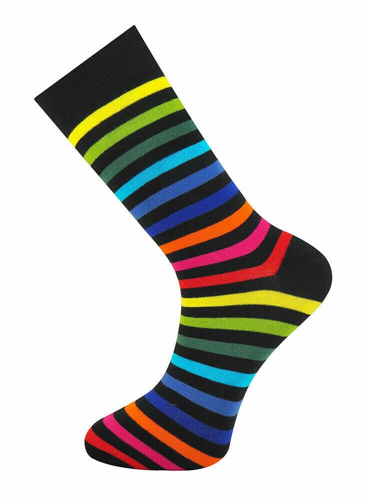 Men Cotton Rich Multi Coloured Striped Ankle Socks One Size 6 Etsy UK