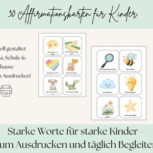 Affirmation cards for children to print / 30 PDF cards incl. blank / Daycare, school, home / Strengthen mindfulness & self-esteem