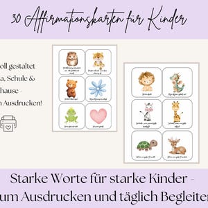 Affirmationskarten für Kinder zum Ausdrucken / 30 PDF Karten inkl. Blanko / Kita, Schule, Zuhause / Achtsamkeit & Selbstwert stärken