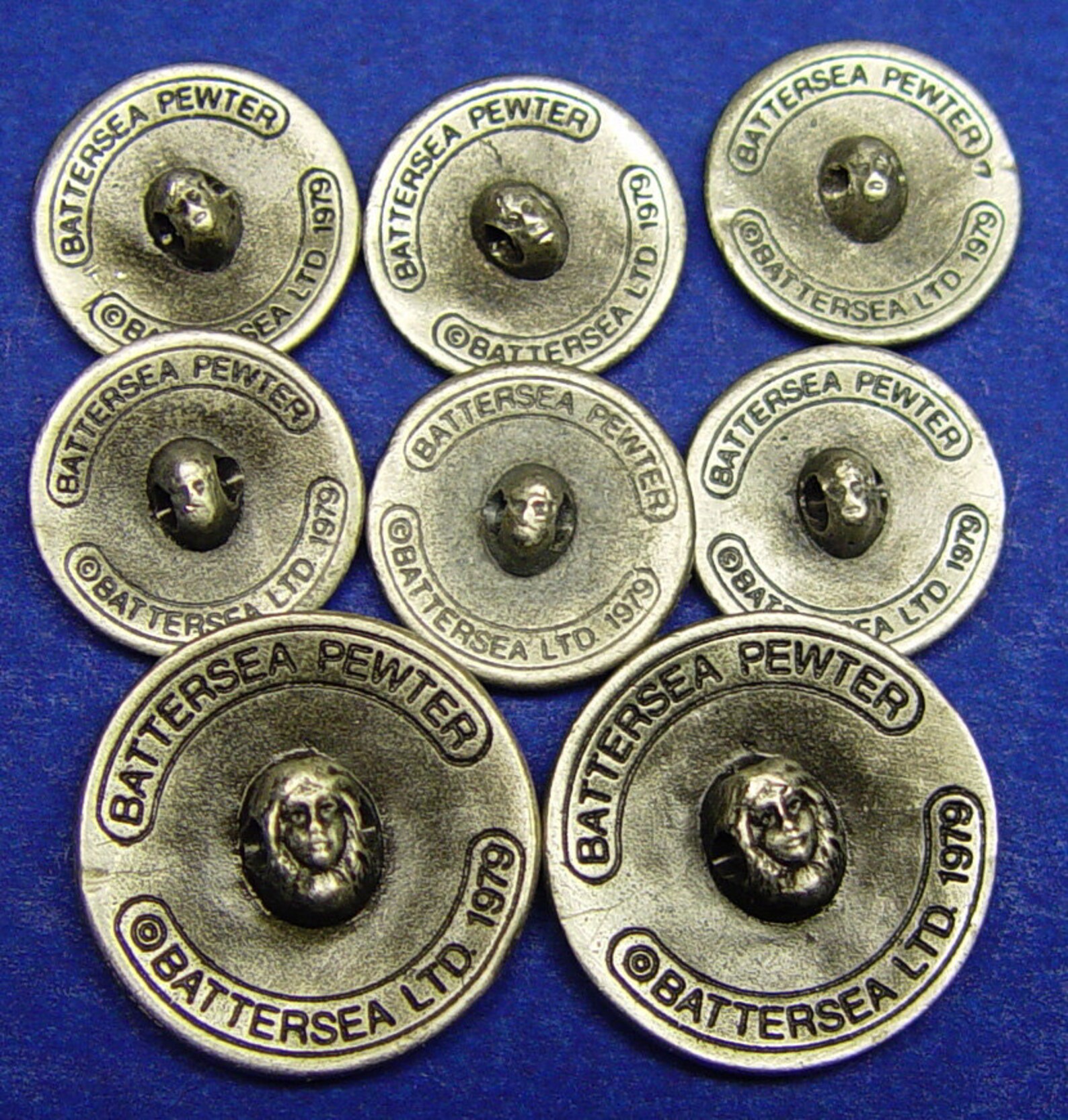 8 Pieces Vintage Battersea Pewter Ltd 1979 Buttons in a Fair Etsy