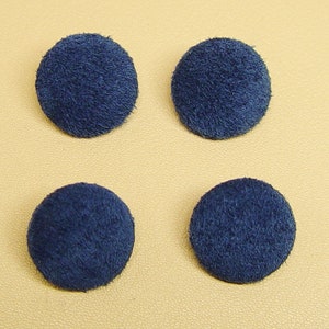 4 Made in USA Teal Blue genuine suede leather covered jacket buttons 20.5 mm (13/16 inch)