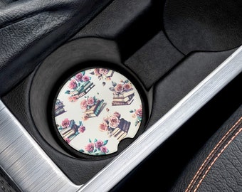 Book Print Car Coaster for Book Lover Gift Birthday Gift for Bookworm Car Accessory Gift for Her Car Coaster for Reader Gift Book Lover