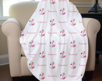 Personalized Flamingo Blanket Gift for Her Custom Flamingo Blanket Birthday Gift for Girl Custom Girl Room Decor Flamingo Gift Home Decor