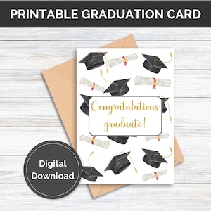 Tarjeta de graduación imprimible, tarjeta de felicitaciones, tarjeta de graduado de la clase de 2025, graduación de secundaria, universidad, descarga instantánea, descarga digital